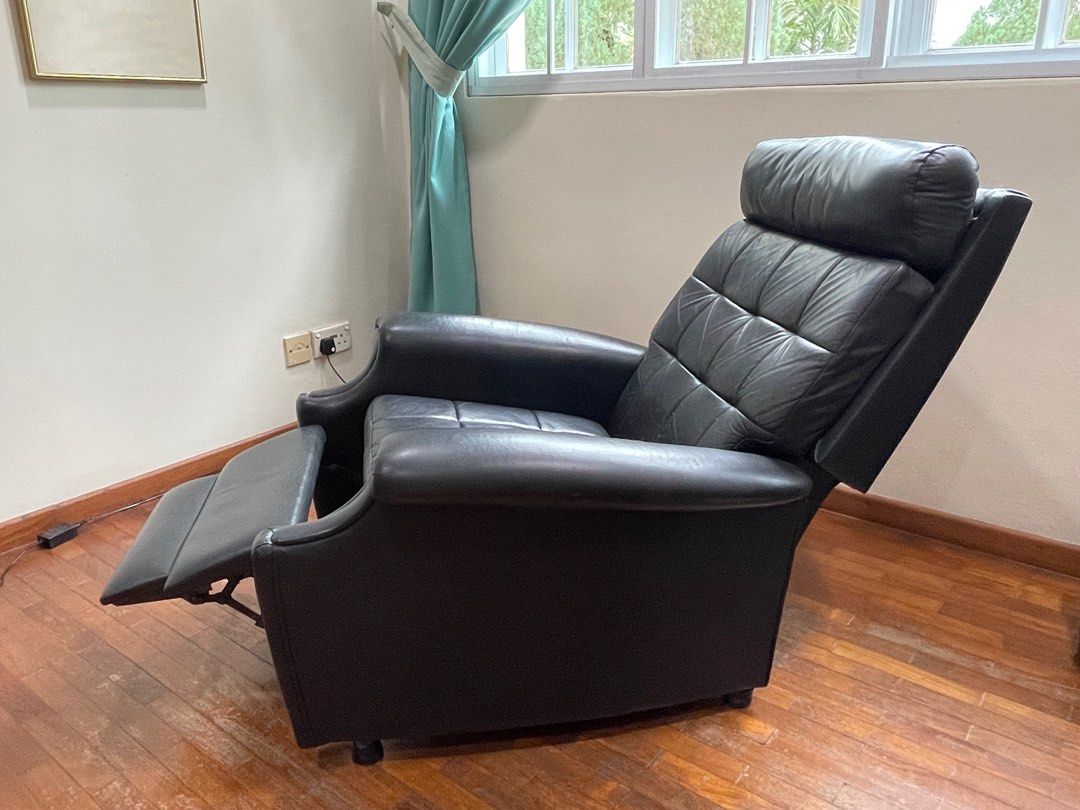 Full Leather Reclining Arm Chair, Furniture & Home Living, Furniture
