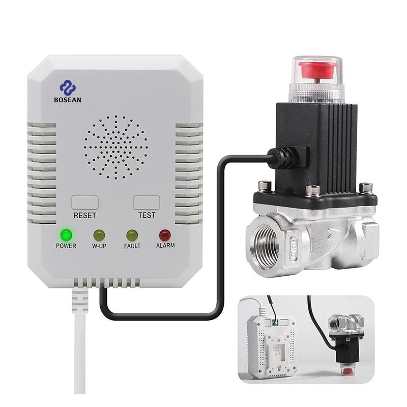 Gas Leak Detector w/ Shutoff Valve for Laundry, Restaurant, Household