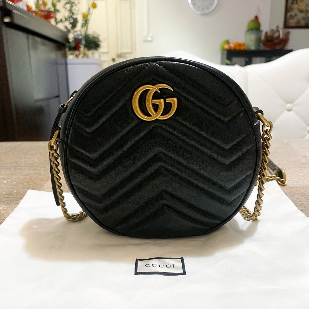 Gg marmont mini discount round chevron crossbody bag