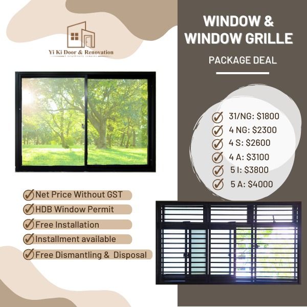 Hari Raya Bundle Promo HDB Sliding Window with Grille, Furniture & Home