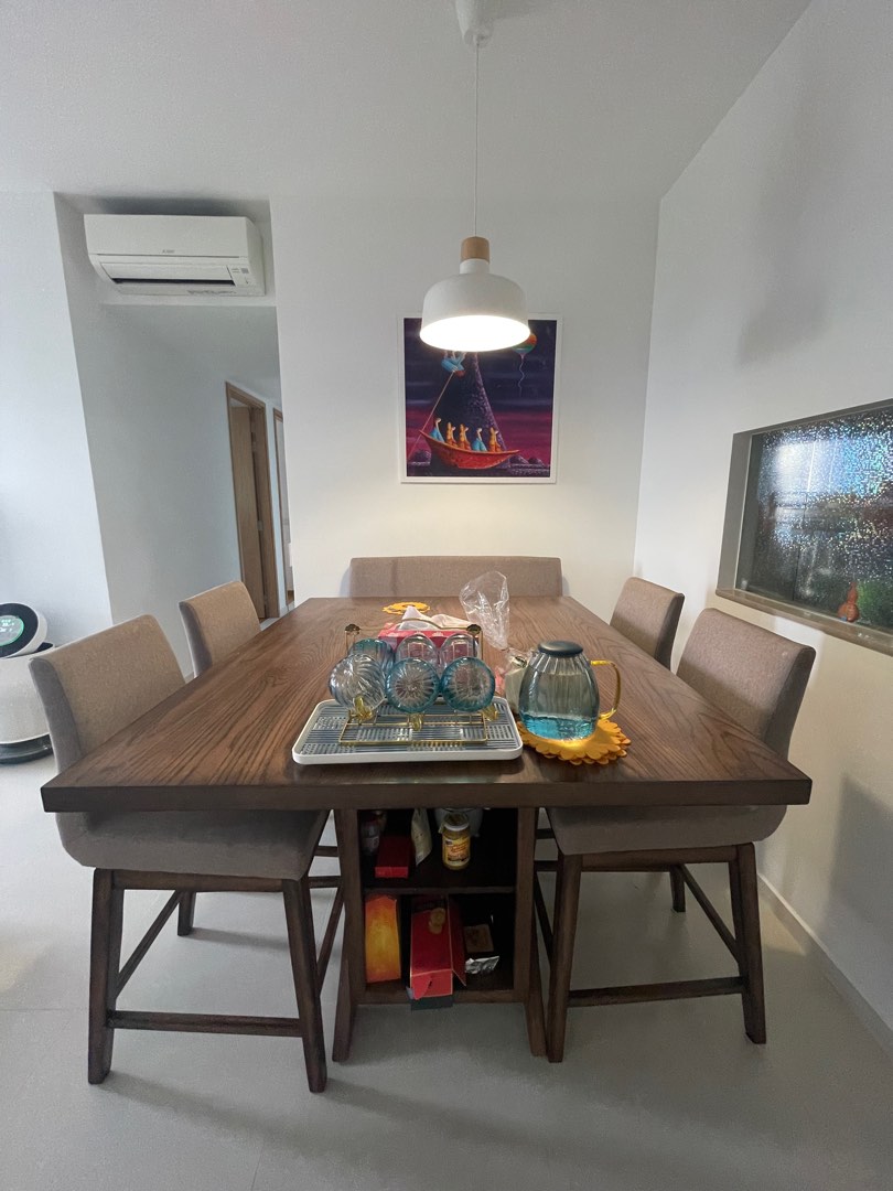 Harvey Norman Dining Table Set teak wood, Furniture & Home Living