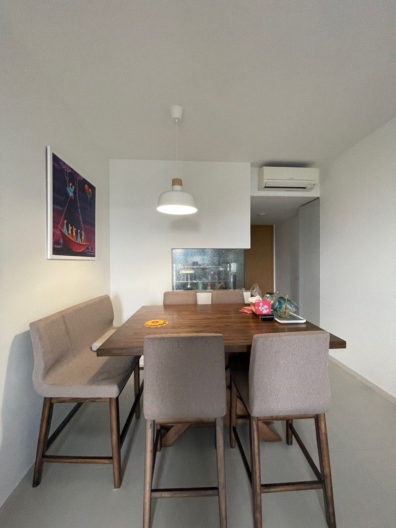 Harvey Norman Dining Table Set teak wood, Furniture & Home Living