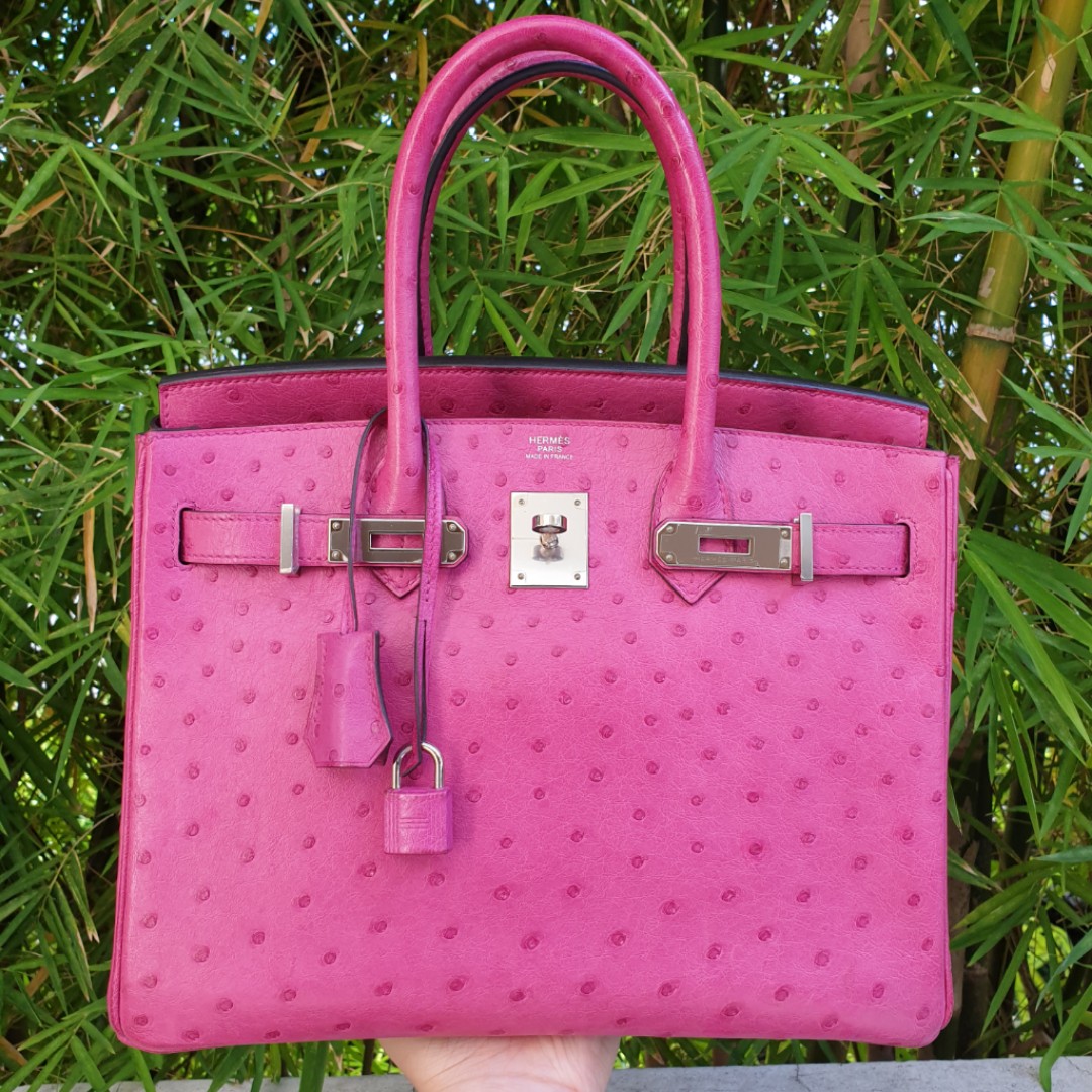 Hermes Ostrich Birkin 30 in the shade Rose Pourpre, Luxury, Bags