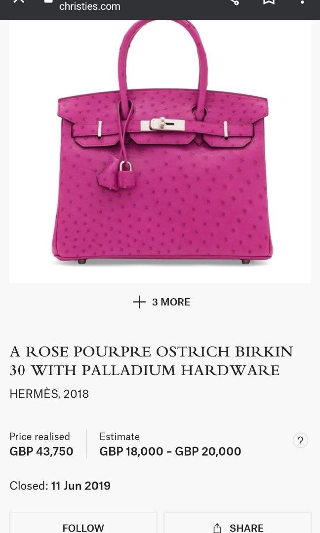 Hermès Birkin 30 Rose Pourpre Ostrich Palladium Hardware PHW — The French  Hunter