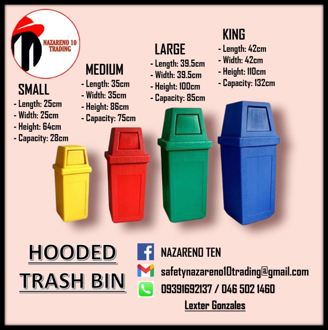 hooded trash bin hooded bin, Furniture & Home Living, Cleaning