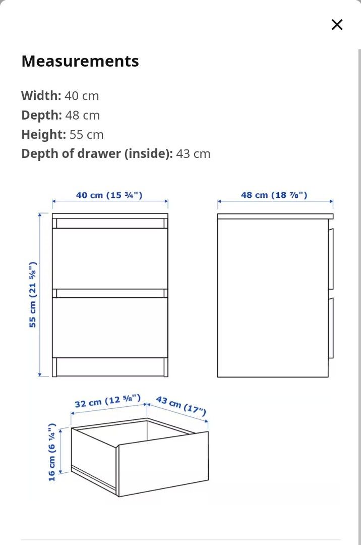 IKEA MALM bedside table, Furniture & Home Living, Furniture, Tables