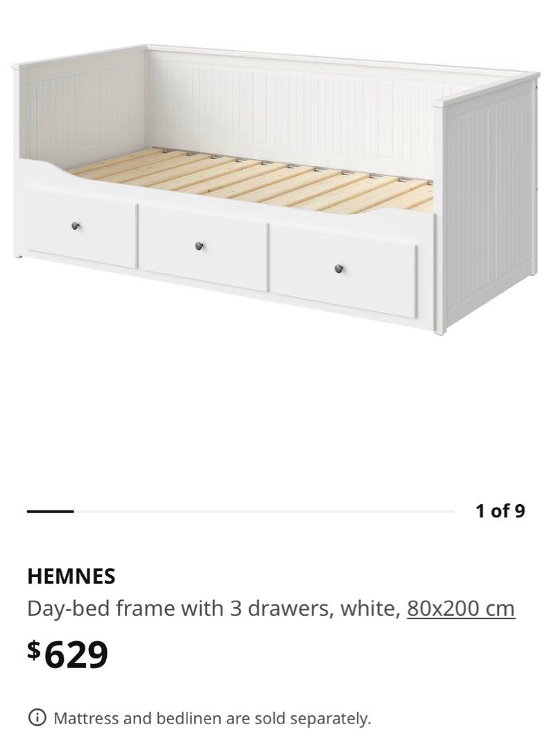 IKEA Hemnes daybed frame with 3 drawers, Furniture & Home Living
