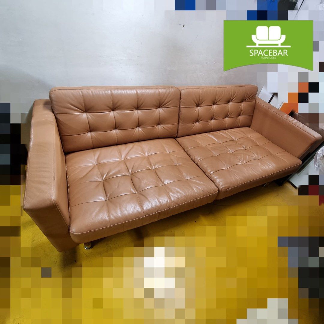IKEA Leather Sofa, Furniture & Home Living, Furniture, Sofas on Carousell