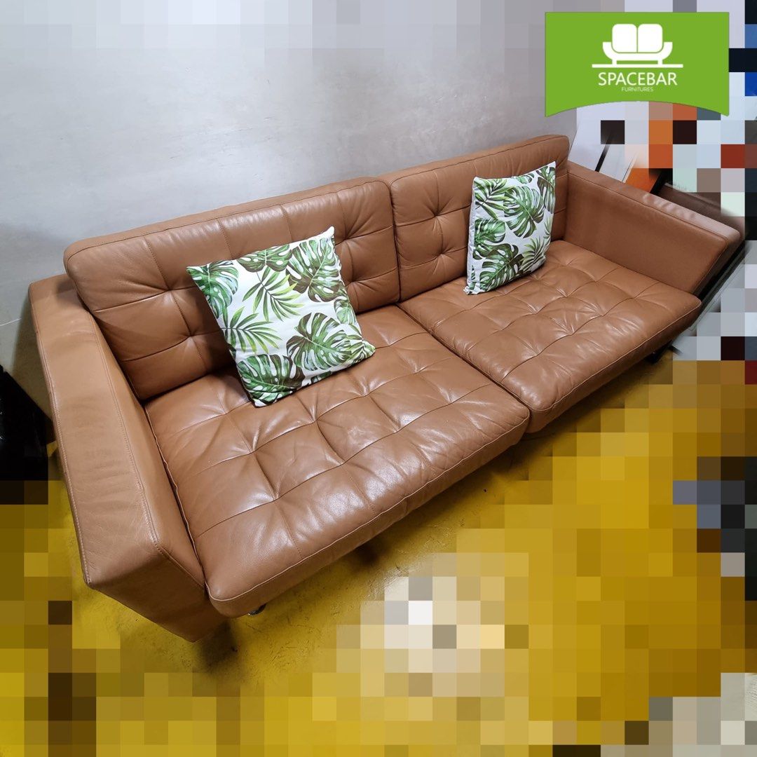 IKEA Leather Sofa, Furniture & Home Living, Furniture, Sofas on Carousell