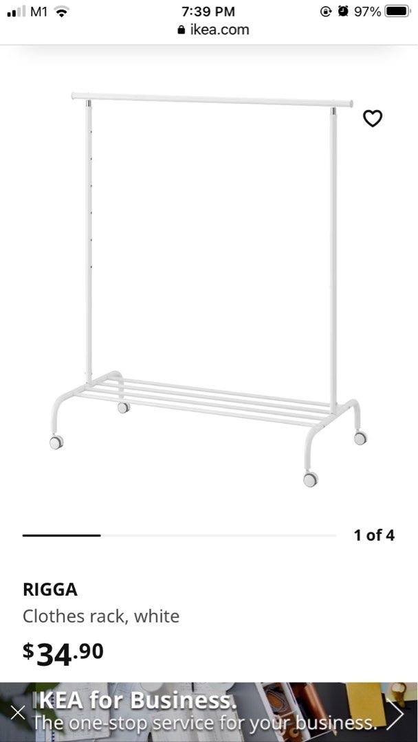 IKEA Rigga clothes rack, white, Furniture & Home Living, Furniture