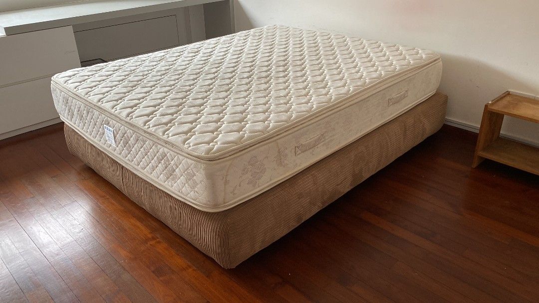 King Koil Queen Size Mattress with bed frame, Furniture & Home Living