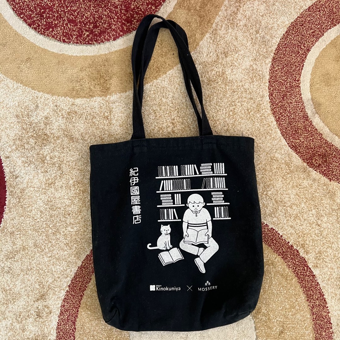 Kinokuniya x Mossery Black Tote Bag, Women's Fashion, Bags & Wallets