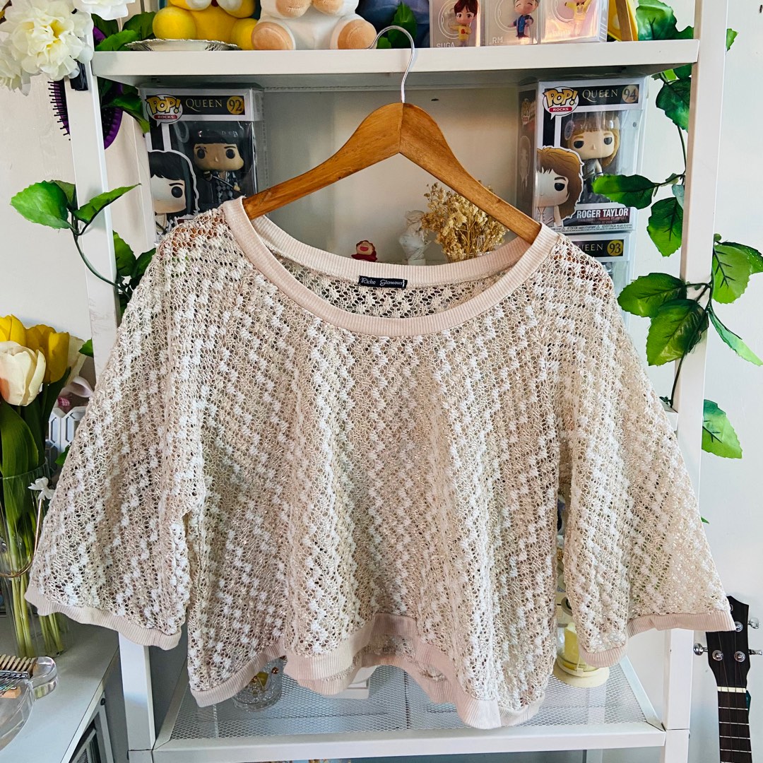 Knitted See Through Top, Women's Fashion, Tops, Others Tops on Carousell