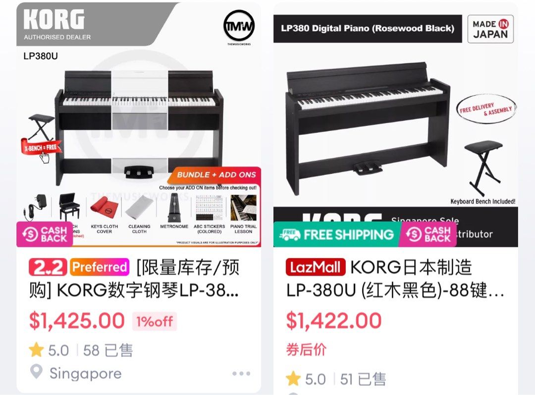 korg LP380 digital piano, Hobbies & Toys, Music & Media, Musical ...