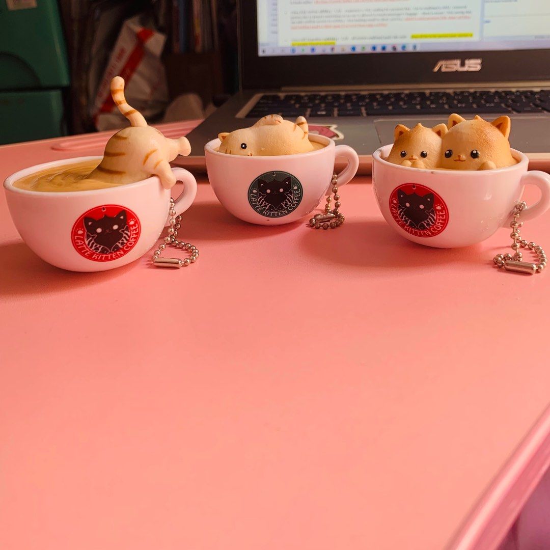 Latte kitten Coffee keychains (Category: Character Goods) located in Makati City. Submitted by anyajapanthriftshop (Listing ID 1212452967, Image 2). Description: 150each :) .