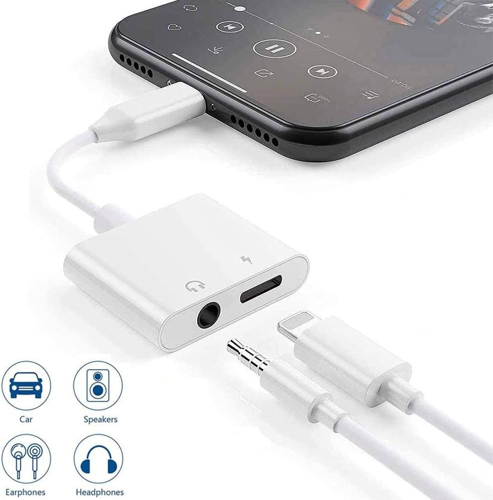 2 Pack Headphone Adapter for iPhone,Lightning to 3.5 mm Headphone Jack  Adapter Audio Aux Cord Dongle, Compatible with iPhone 13/12/11/XS/XR/X 8/,  Support Call+Music Control 