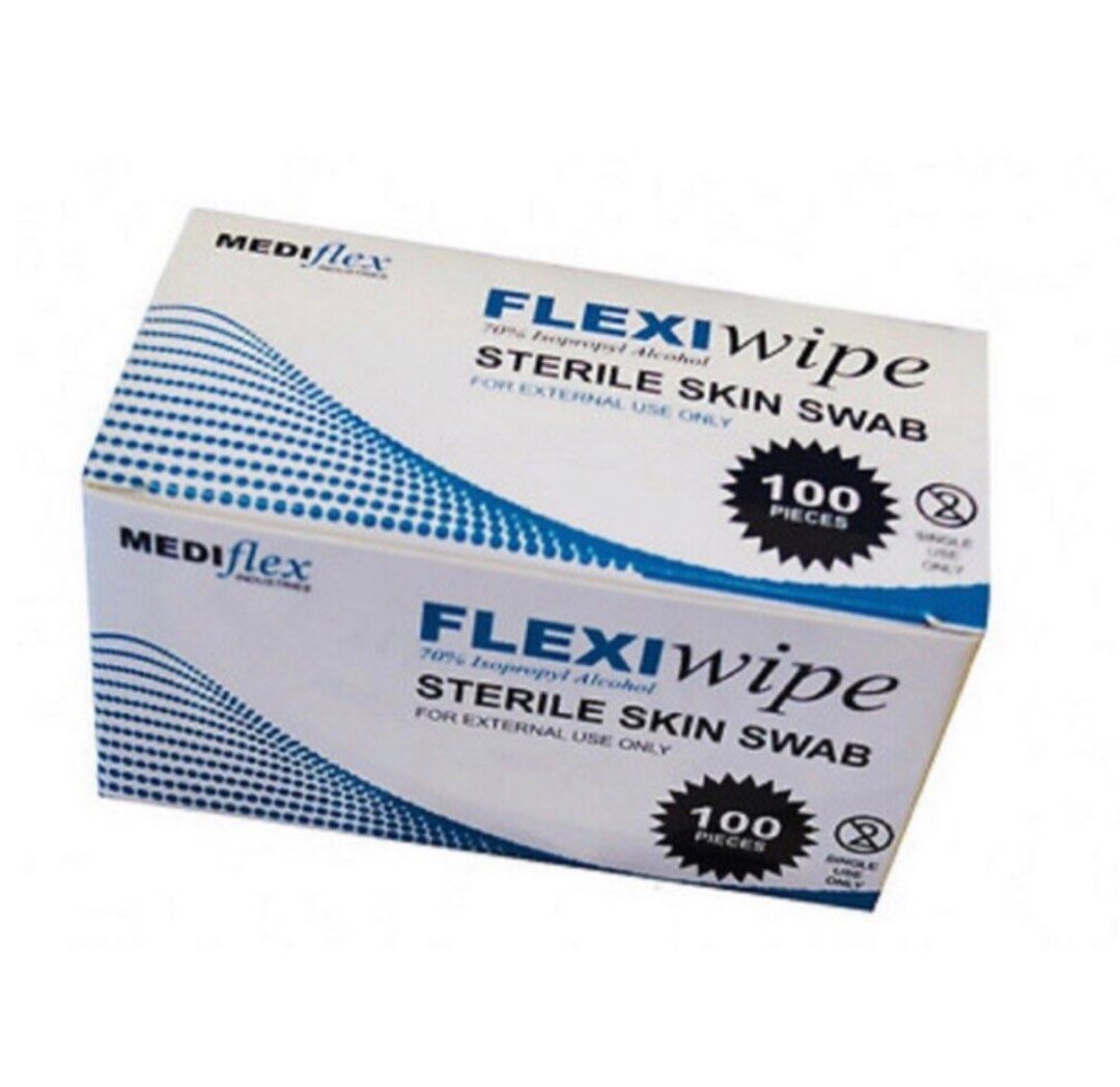Mediflex FlexiWipe Sterile skin swab 70 isopropyl alcohol 100 pieces expiry date 09/2024, 健康及營養