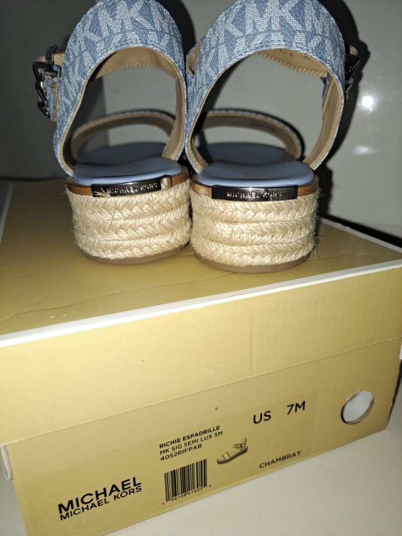 MICHAEL KORS RICHIE ESPADRILLE WEDGE SANDALS SIZE US7, Women's Fashion