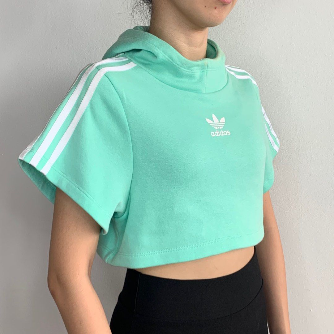 Adidas mint online green crop hoodie