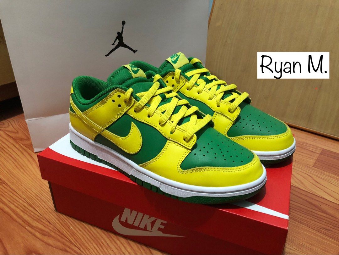 Nike Dunk Low Reverse Brazil Brasil Green Yellow Skateboarding Shoes Men Sz  9
