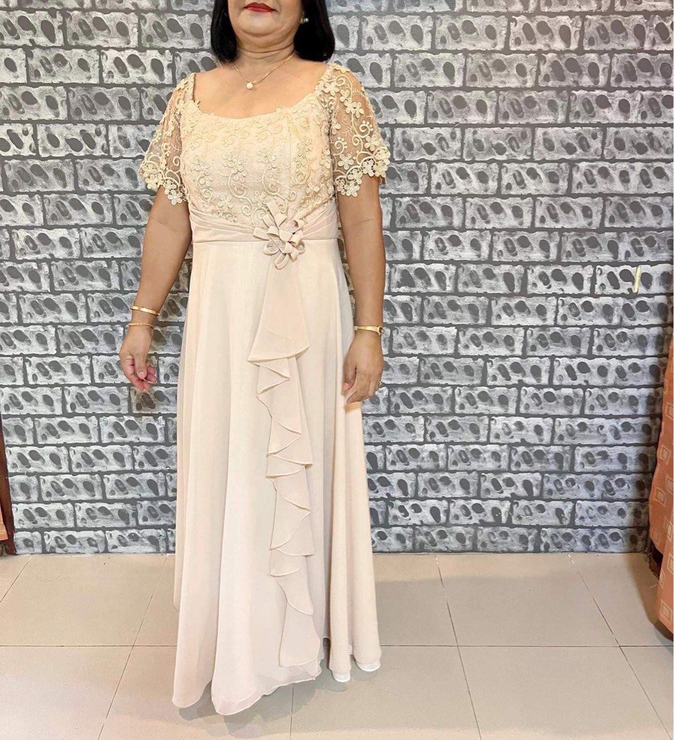 Beige gown for ninang new arrivals
