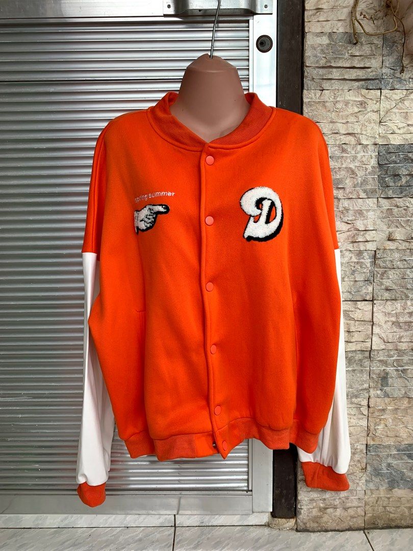 Orange varsity jacket, Women's Fashion, Coats, Jackets and Outerwear on