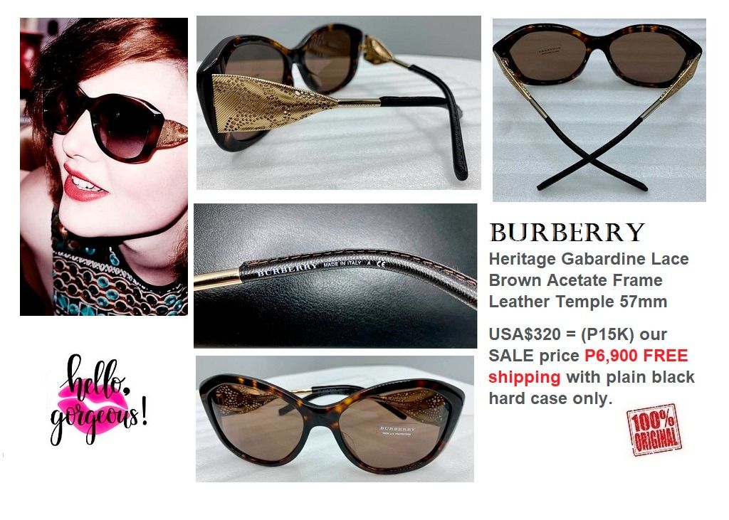 Burberry women's 57mm heritage gabardine lace round sunglasses on sale