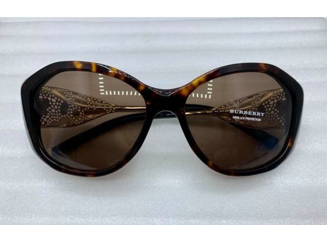 Burberry women's 57mm heritage gabardine shop lace round sunglasses