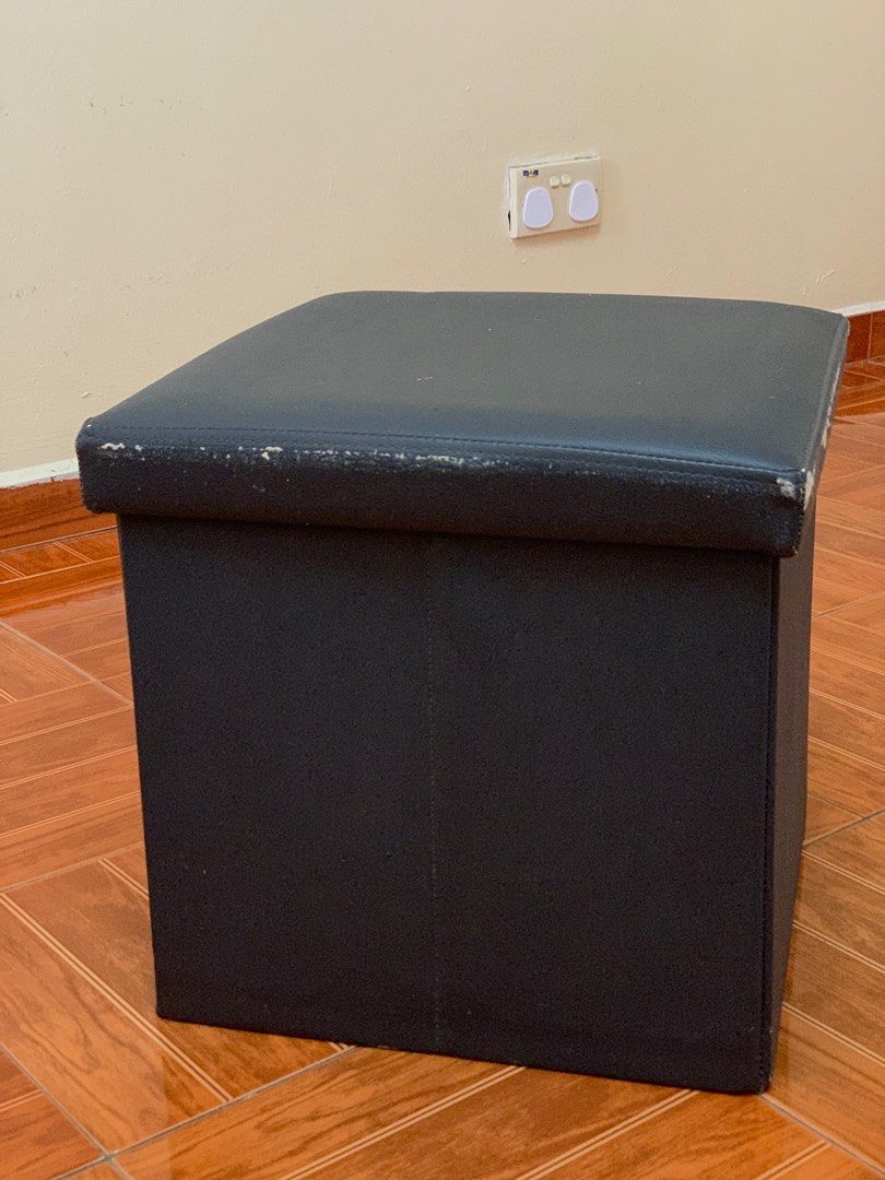 Ottoman PVC Leather Storage Stool Box, Furniture & Home Living, Home