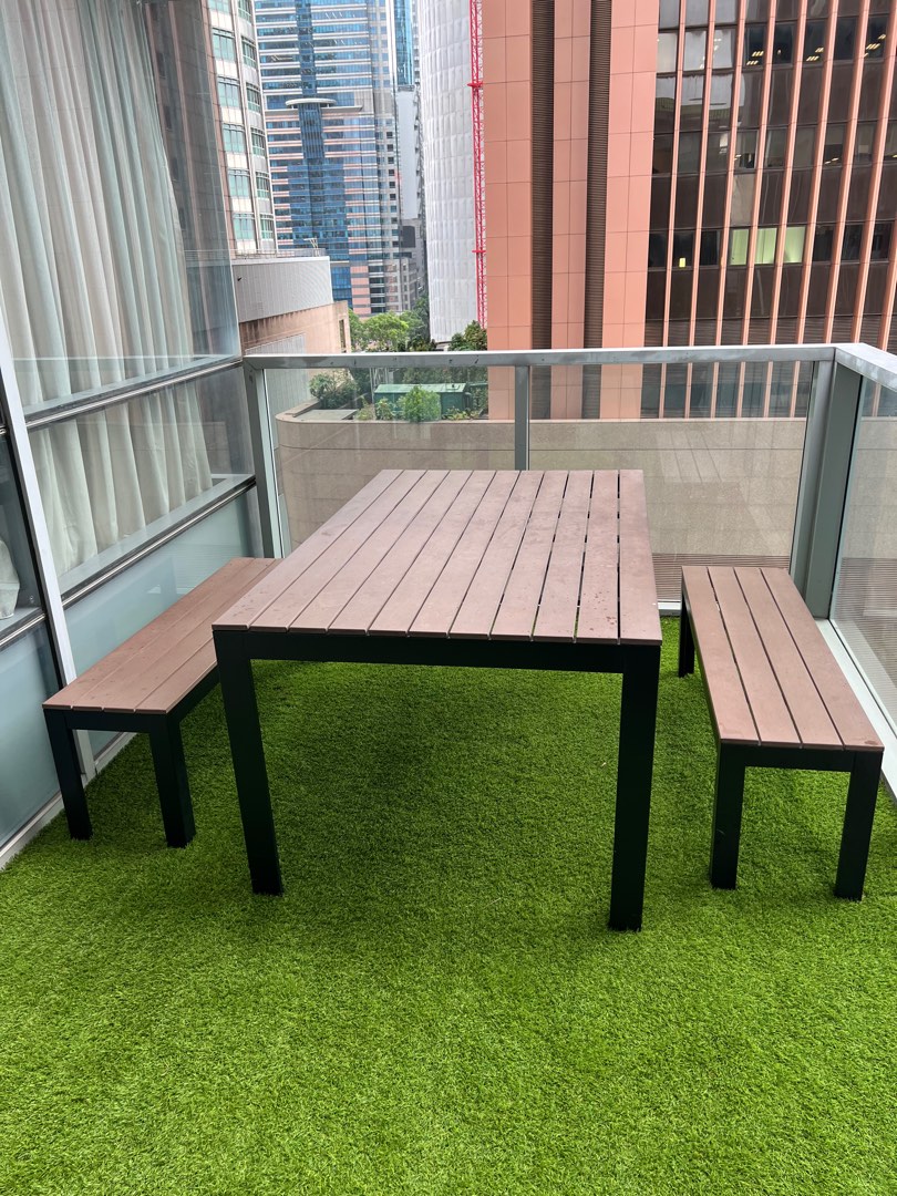 Outdoor Table and Bench, Furniture & Home Living, Outdoor Furniture on