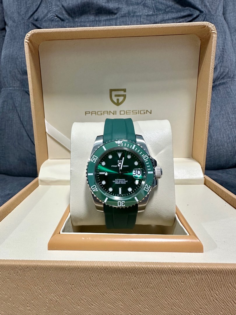 Pagani Design Submarine Green Hulk with Green Rubber strap, Luxury