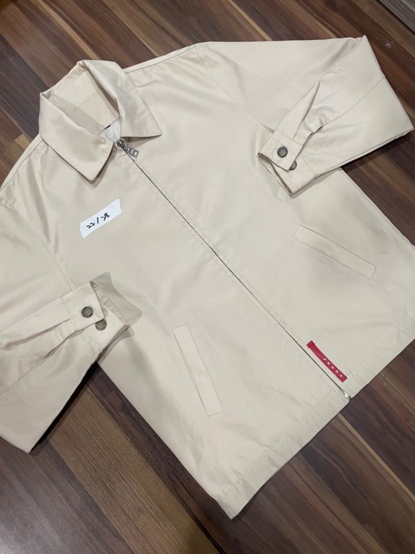 PRADA CREAM HARRINGTON JACKET, Men's Fashion, Coats, Jackets and