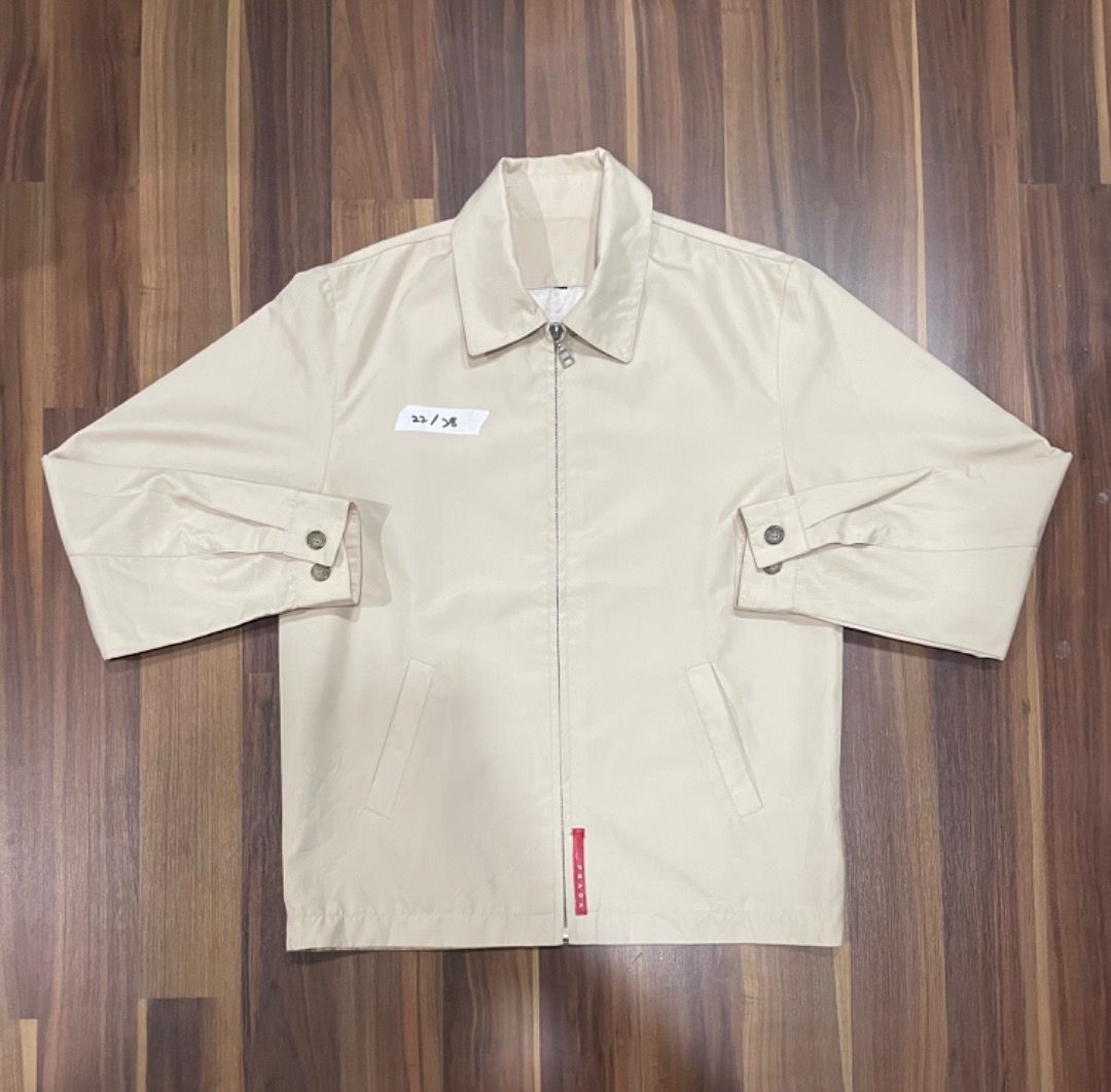 PRADA CREAM HARRINGTON JACKET, Men's Fashion, Coats, Jackets and