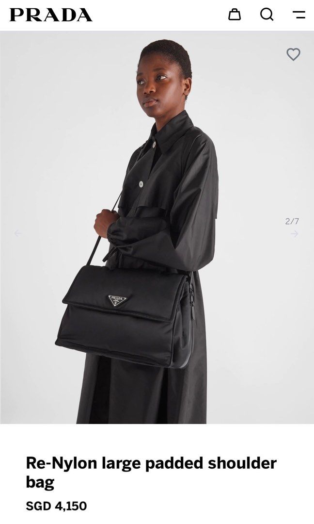 Prada large padded nylon shoulder bag outlet