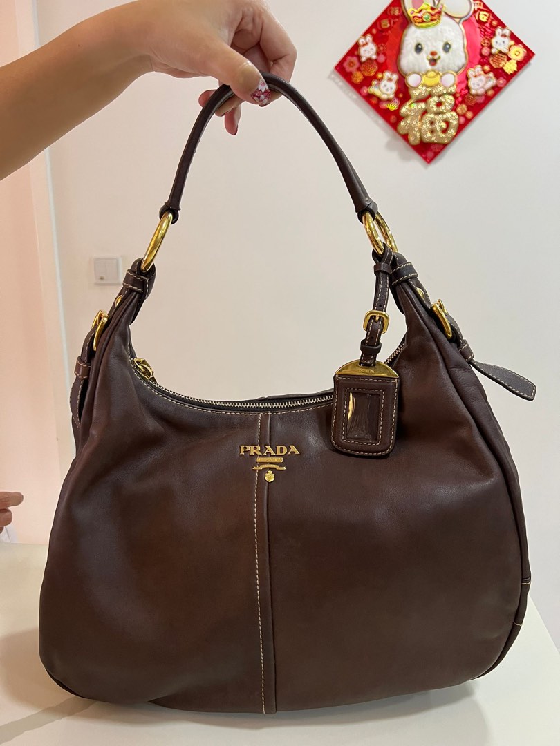brown prada shoulder bag