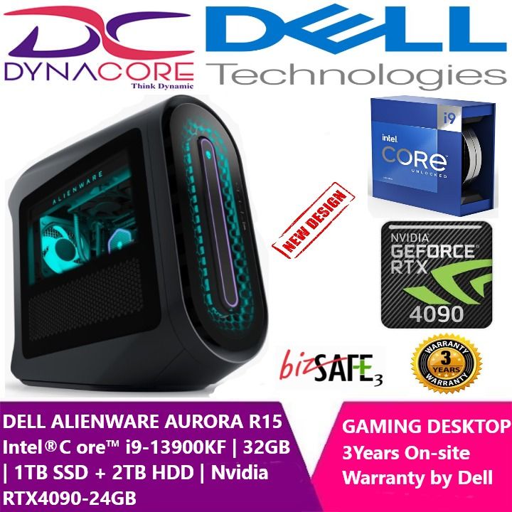 Ready stock DELL ALIENWARE AURORA R15 GAMING DESKTOP Intel i9 13900KF 32GB RAM 16X2 1TB M.2 NVMe SSD 2TB HDD NVIDIA RTX4090 24GB WIN11