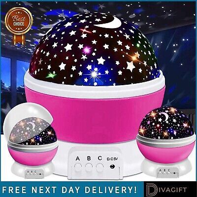 ROTATING LED LIGHT PROJECTOR KIDS BABY MOOD LAMP NIGHT XMAS STAR MOON SKY,  傢俬＆家居, 家居裝飾, 家居裝飾- 其他- Carousell
