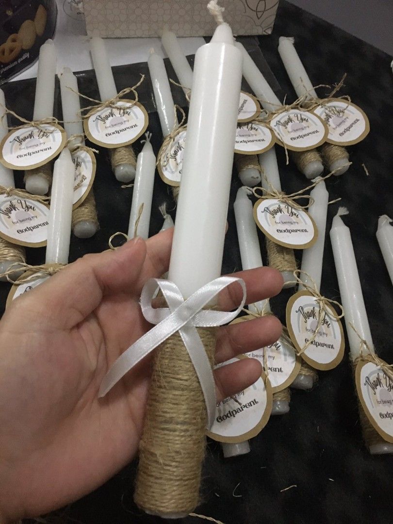 Rustic Baptismal Candles Set, Hobbies & Toys, Stationary & Craft
