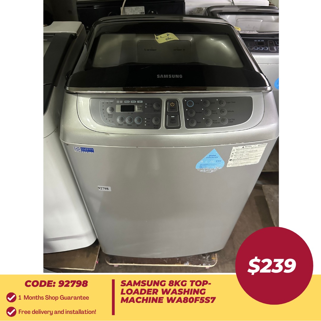 Samsung 8KG TopLoader Washing Machine WA80F5S7 (92798), TV & Home