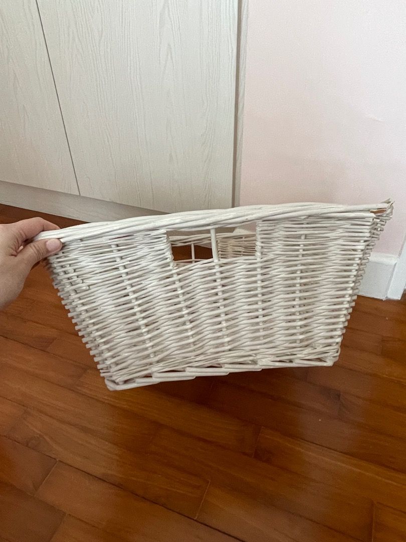 Scandinavia IKEA White Large Wicker Baskets, Furniture & Home Living