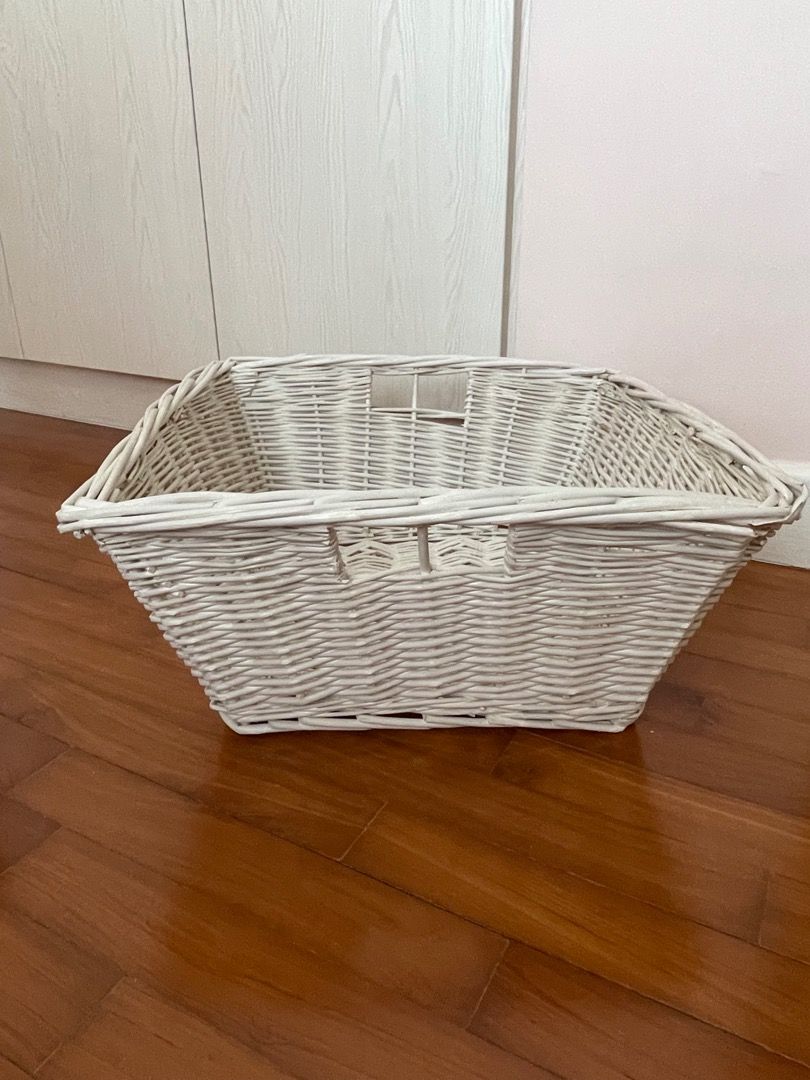 Scandinavia IKEA White Large Wicker Baskets, Furniture & Home Living