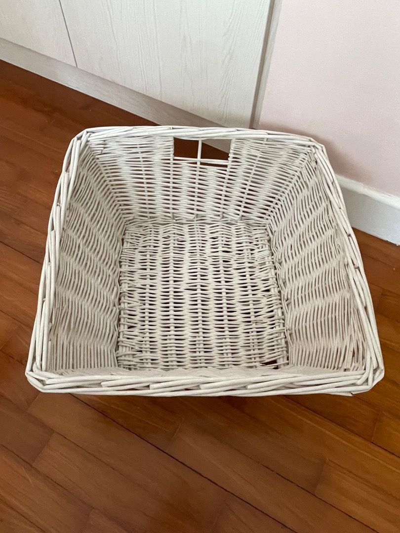 Scandinavia IKEA White Large Wicker Baskets, Furniture & Home Living