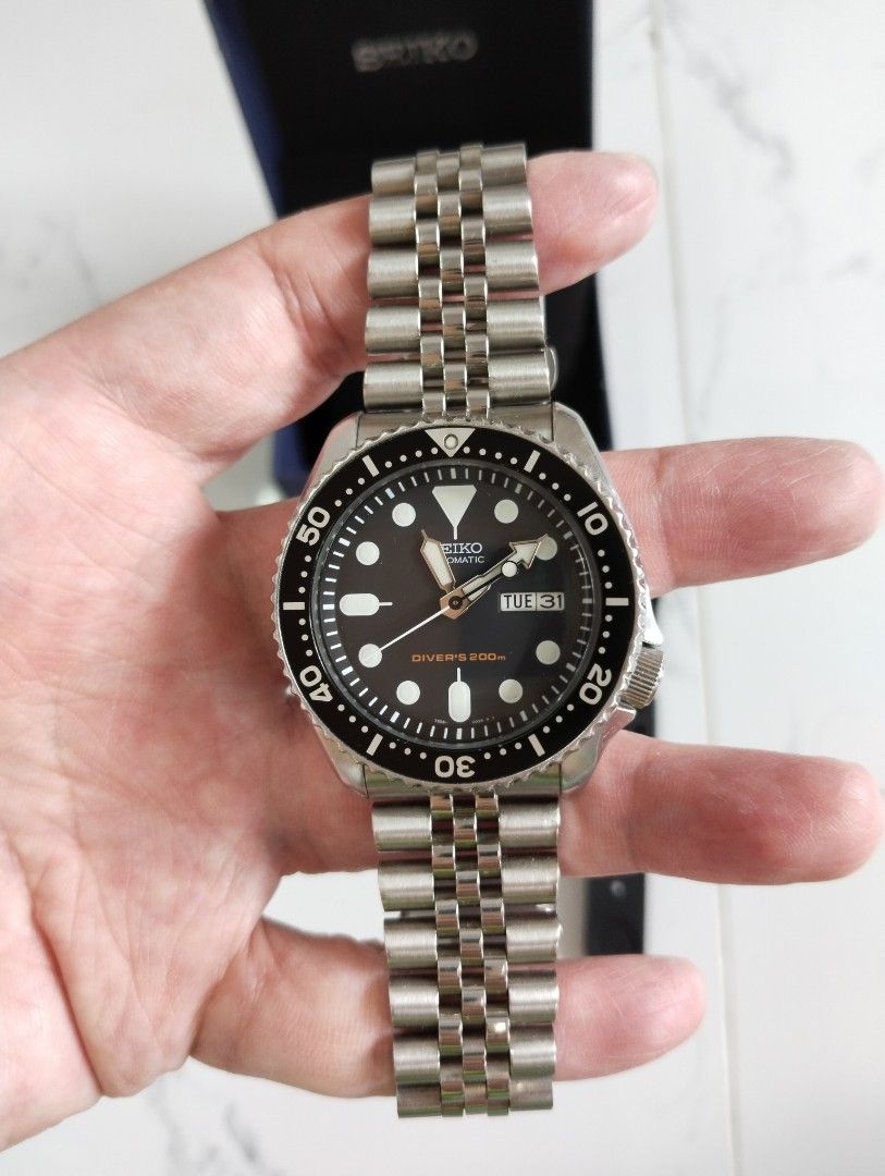 Seiko SKX007 SKX007K2 Bond Black Diver Original Rare Fesyen Pria Jam