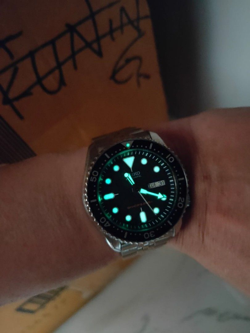 Seiko SKX007 SKX007K2 Bond Black Diver Original Rare Fesyen Pria Jam