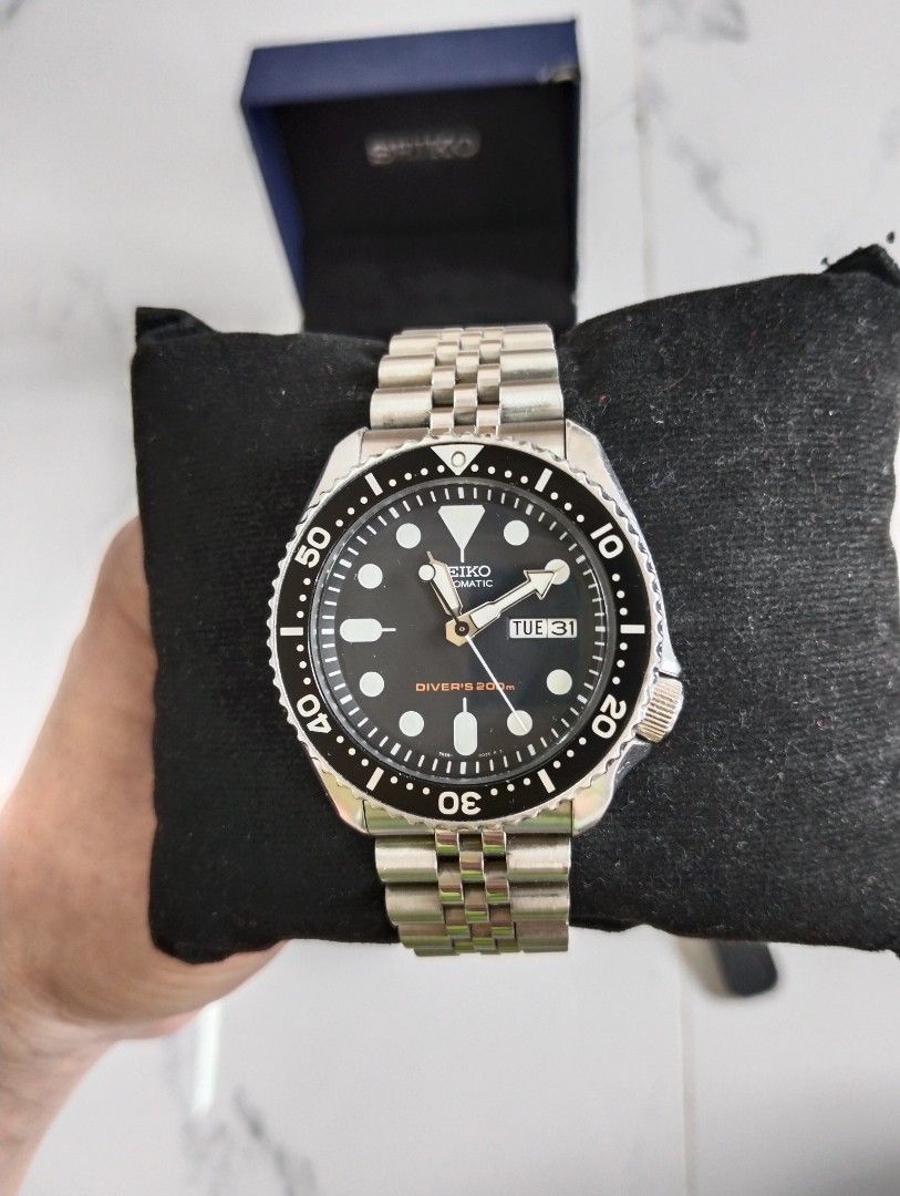 Seiko SKX007 SKX007K2 Bond Black Diver Original Rare Fesyen Pria Jam
