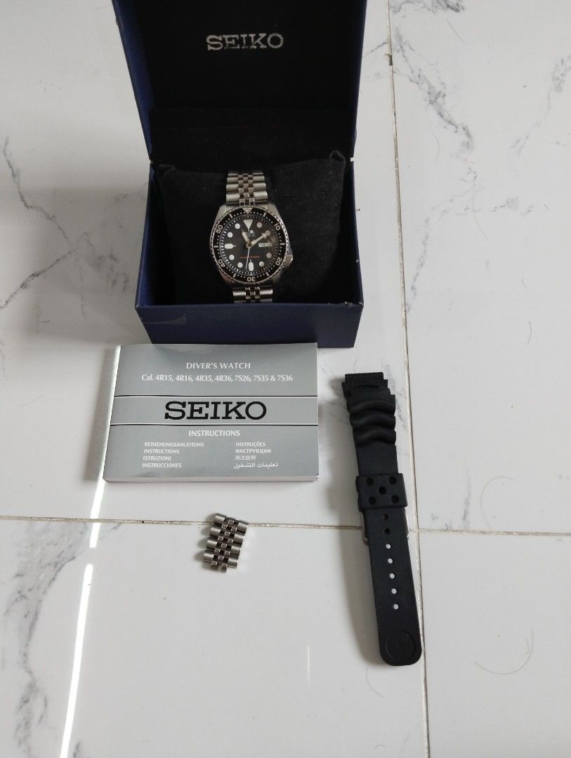 Seiko SKX007 SKX007K2 Bond Black Diver Original Rare Fesyen Pria Jam