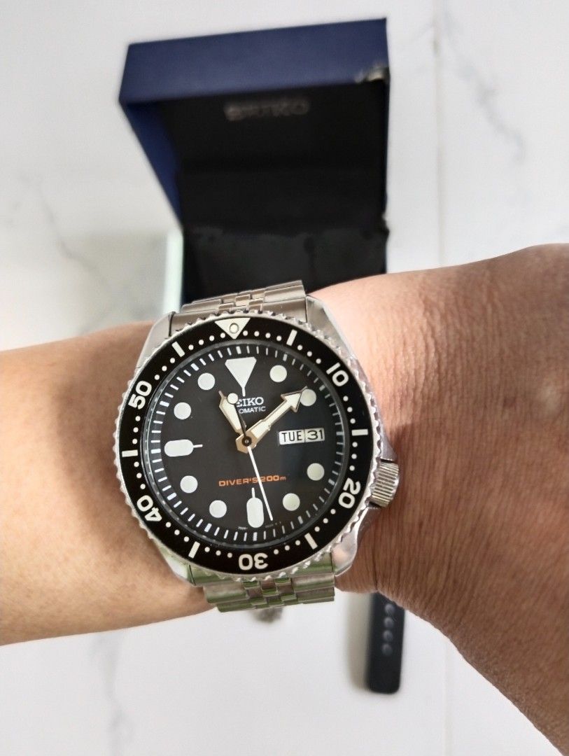 Seiko SKX007 SKX007K2 Bond Black Diver Original Rare Fesyen Pria Jam