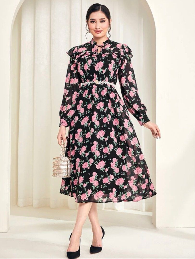 shein tie neck dress