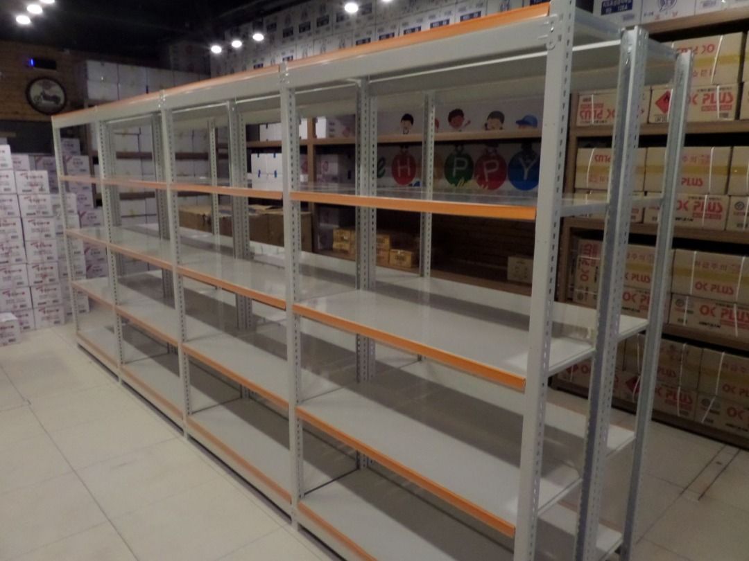 Steel Rack and Metal Frame Slotted Angle display Shelve, Furniture ...