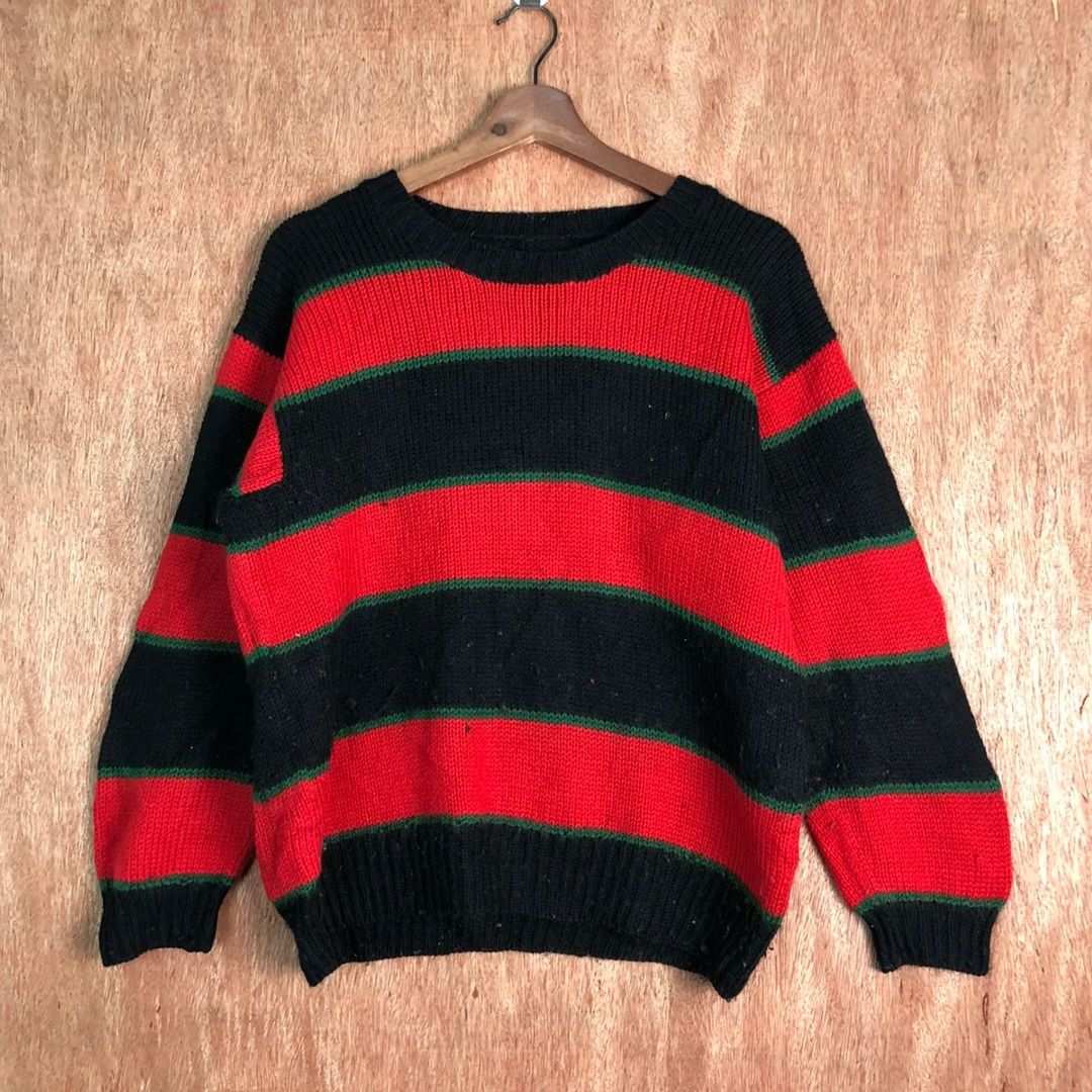 Kurt cobain red and black striped sweater deals